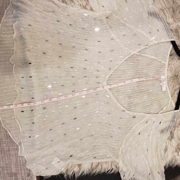 NEW Without Tags- Parker Sheer Beaded A-line Silk Top - Picture 5 of 9